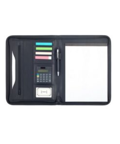 CARPETA CON CIERRE EN SÍMIL CUERO CON CALCULADORA (ES414)